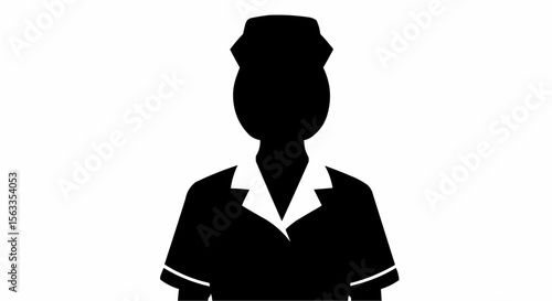 Nurse Silhouette Vector – Medical Assistant, Healthcare Worker, and Hospital Staff Illustration

