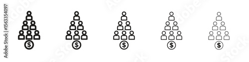 Ponzi scheme icon symbol in thin line, Black outline and stroke style