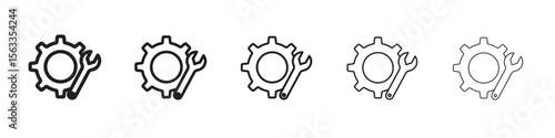 Productivity tools icon symbol in thin line, Black outline and stroke style