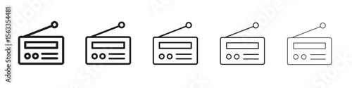 Radio icon symbol in thin line, Black outline and stroke style