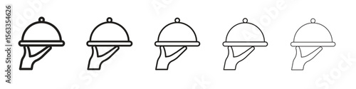 Restaurant Tray icon symbol in thin line, Black outline and stroke style