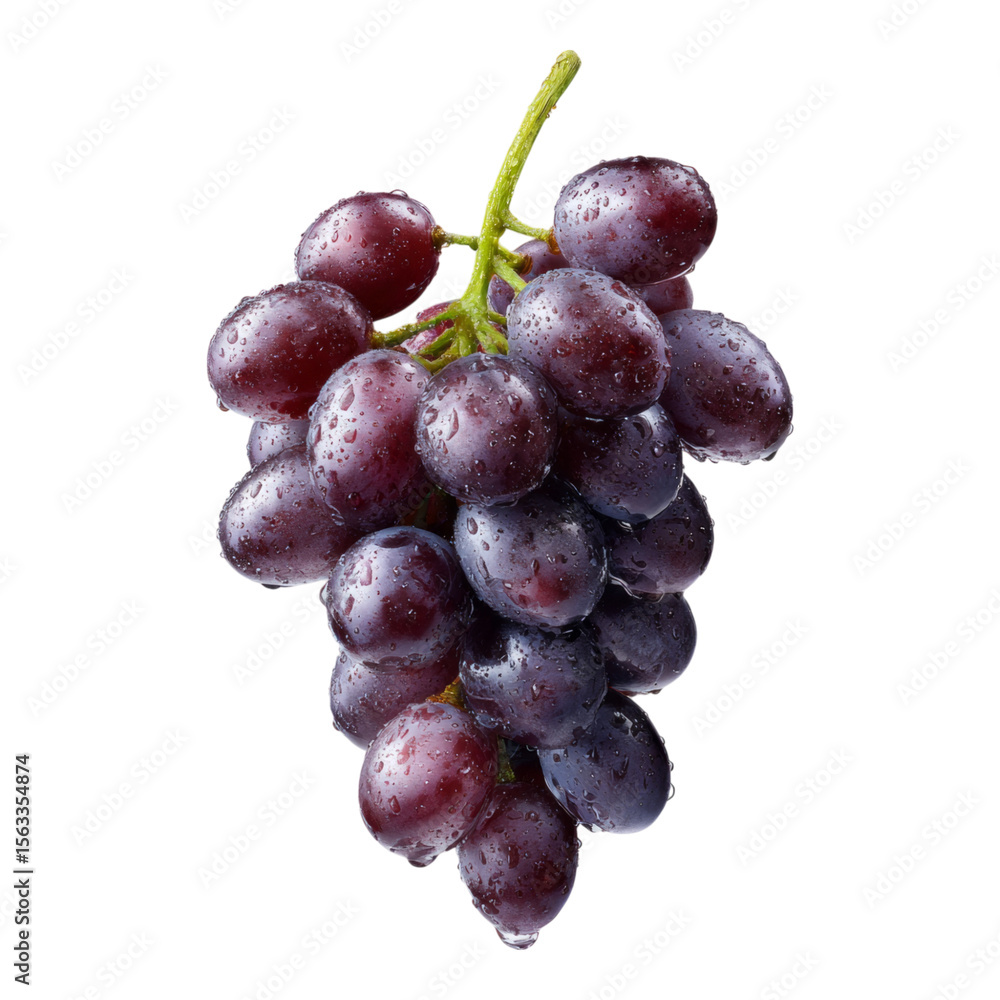 Fototapeta premium Fresh Grapes with Water Drops on Transparent Background
