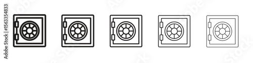 Safe icon symbol in thin line, Black outline and stroke style