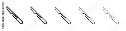 Scalpel icon symbol in thin line, Black outline and stroke style