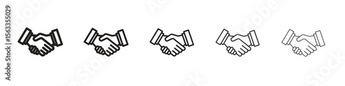 Shake hands icon symbol in thin line, Black outline and stroke style