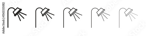 Shower Head icon symbol in thin line, Black outline and stroke style