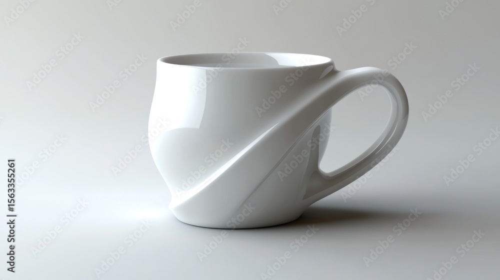 Obraz premium White ceramic mug with swirling design