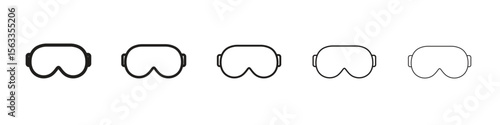 Snow Goggle icon symbol in thin line, Black outline and stroke style
