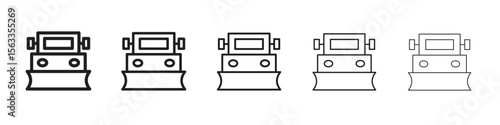 Snowplow icon symbol in thin line, Black outline and stroke style
