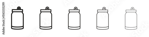 Soda can icon symbol in thin line, Black outline and stroke style