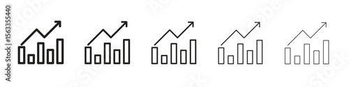 Stagflation icon symbol in thin line, Black outline and stroke style