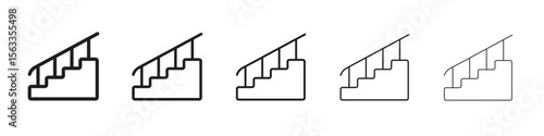 Stairs icon symbol in thin line, Black outline and stroke style
