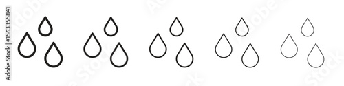 Tear drop icon symbol in thin line, Black outline and stroke style