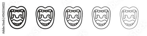 Tonsillitis icon symbol in thin line, Black outline and stroke style