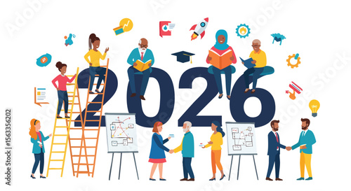 Diverse Professionals Collaborating, Learning, and Innovating Towards a Successful Future in 2026