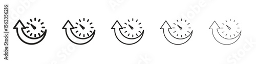 Uptime and downtime icon symbol in thin line, Black outline and stroke style