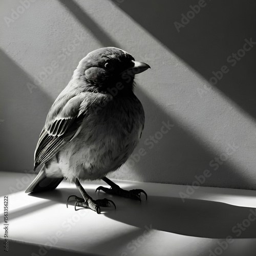A mysterious crow casts a long shadow on cracked ground, symbolizing darkness, secrets, and silent observation under a fading light.
