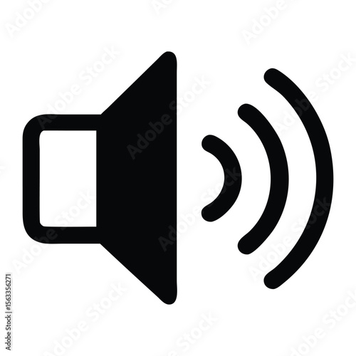 Black speaker icon with sound waves audio volume