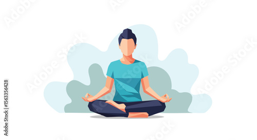 Mindful Individual Meditating in Lotus Pose, Promoting Inner Peace, Serenity, and Wellness.