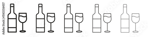 Vodka icon symbol in thin line, Black outline and stroke style