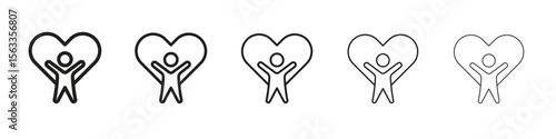 Wellness icon symbol in thin line, Black outline and stroke style