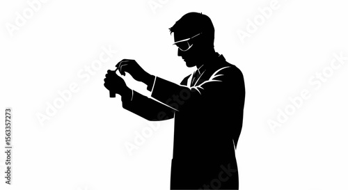 Scientist Silhouette Vector – Researcher, Lab Technician, and Science Professional Illustration

