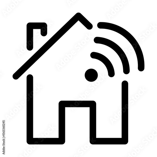 Smart home. Home wifi line icon – editable stroke symbol for wireless connectivity, smart home network, and internet access.