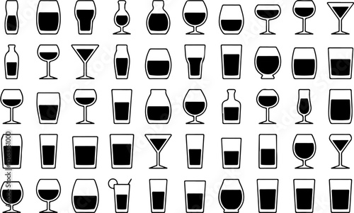Assortment of minimalist beverage glasses and bottles drinkware glassware