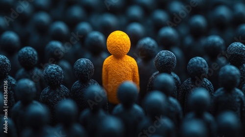 A single, bright figure in a sea of dark ones