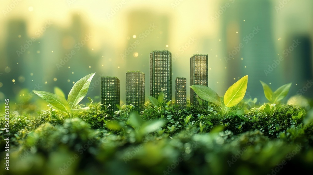 Abstract background with buildings and greenery. Suitable for themes related to sustainable development and ecology. Abstract background with buildings and greenery. Suitable for themes related to sustainable development and ecology.