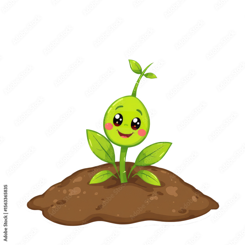 Obraz premium Cartoon Plant growth PNG, plant growth PNG transparent images, plant growth on isolated background 