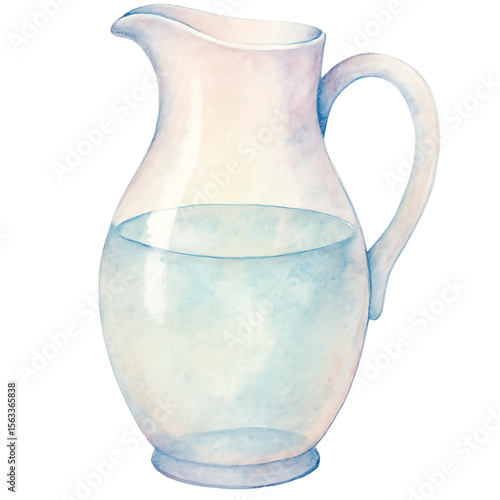 High-Quality Watercolor Jug with Transparent Water Aesthetic