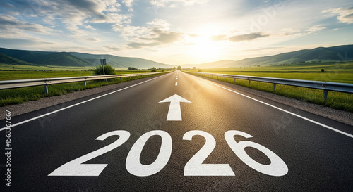 Road to new year symbol with 