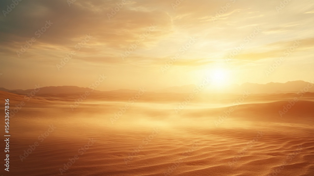 Obraz premium Dawn breaking over barren desert nature photography serene landscape panoramic view first light concept