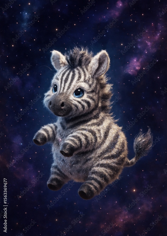 Fototapeta premium Cute cosmic zebra illustration
