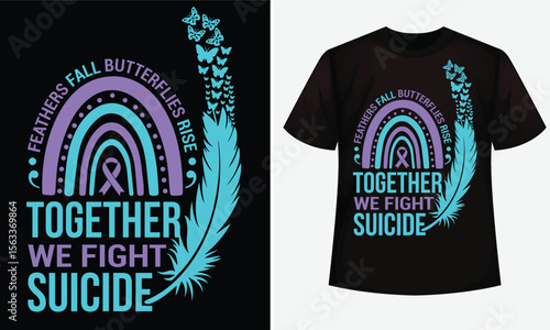 Suicide prevention awareness design for t-shirt, bags, mugs, stickers, banner, poster, icon, logo etc. Fully Editable Print Ready Template - Vector.