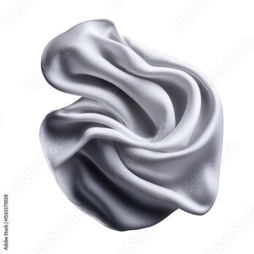 Elegant flowing white silk fabric on a black background