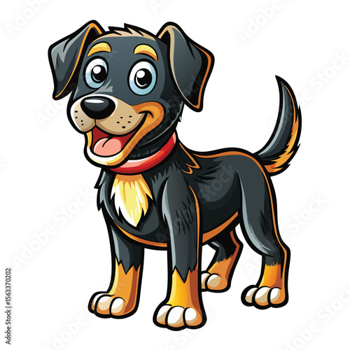 Happy cartoon dog with a collar