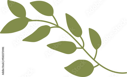 Minimalist Green Leaf Branch Illustration

