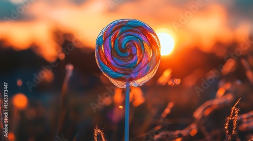 Colorful Swirled Lollipop Sunset Background