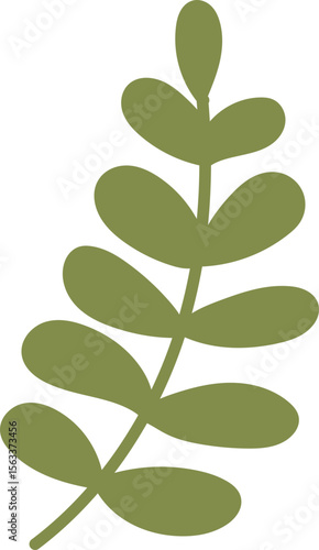 Minimalist Green Leaf Branch Illustration


