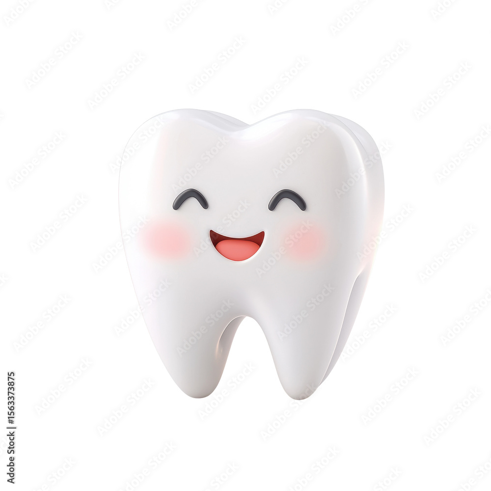 Cheerful cartoon tooth character with a smile Cheerful cartoon tooth character with a smile