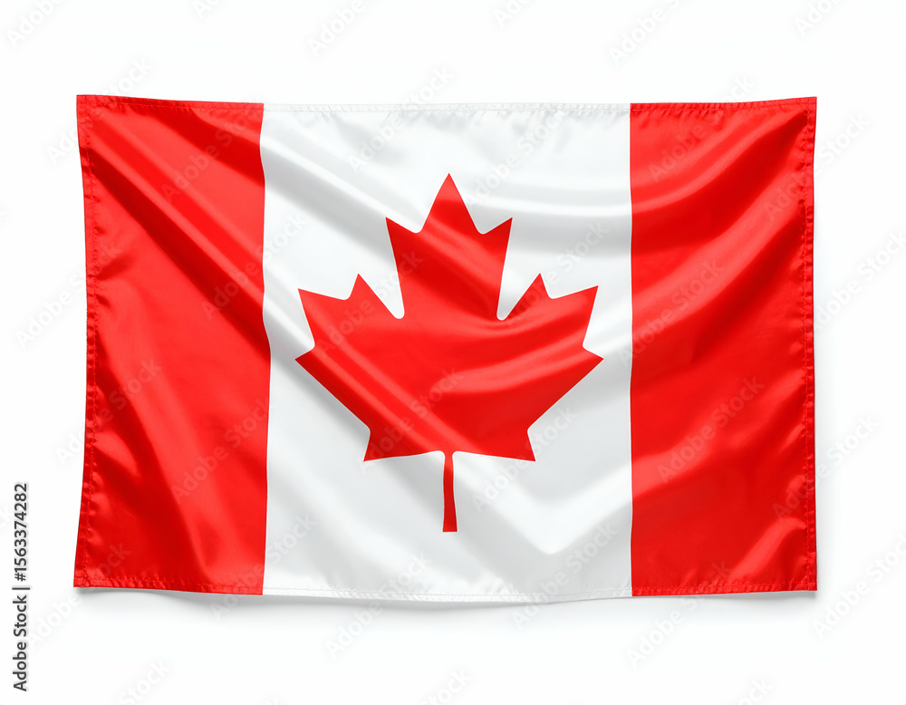 The iconic red and white Canadian flag gently unfurls, symbolizing national pride and heritage. The iconic red and white Canadian flag gently unfurls, symbolizing national pride and heritage.