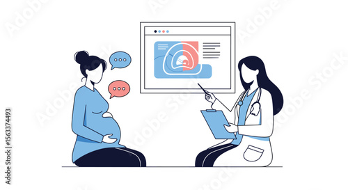 Doctor Discussing Medical Results with Pregnant Woman During Consultation Healthy Pregnancy Checkup