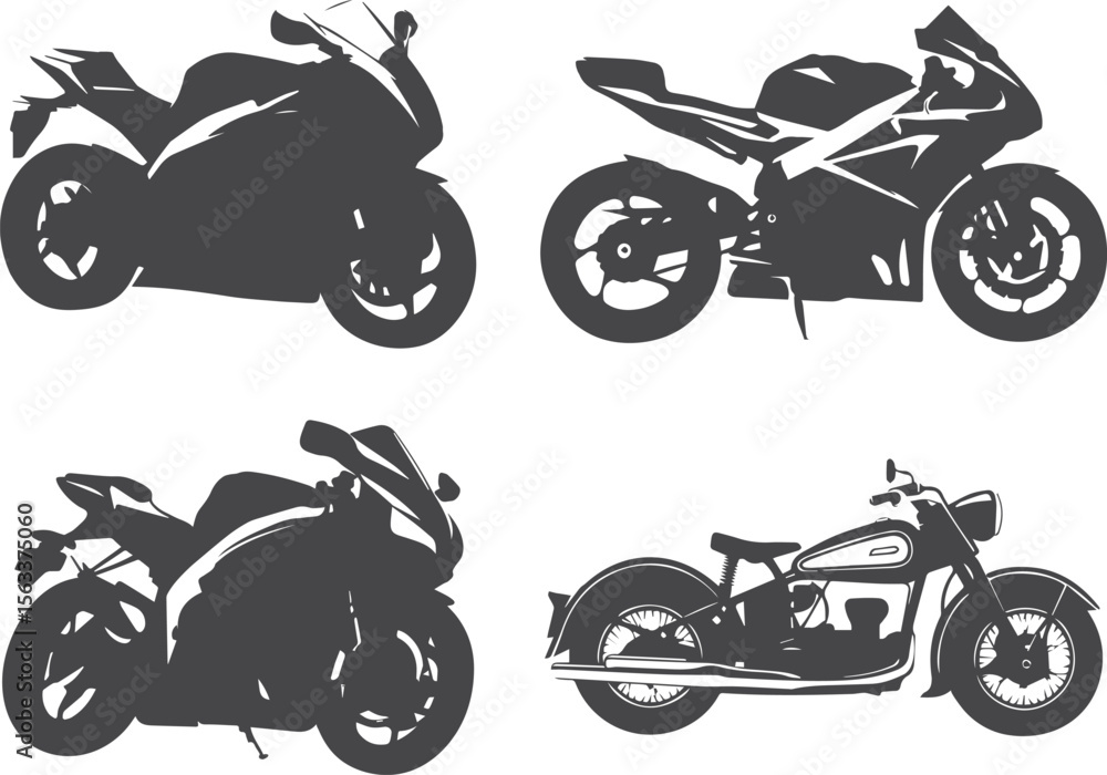 Obraz premium vector set of motorcycle
