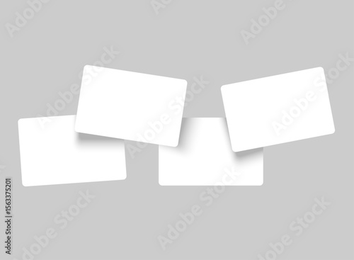 Four empty playing cards mockup