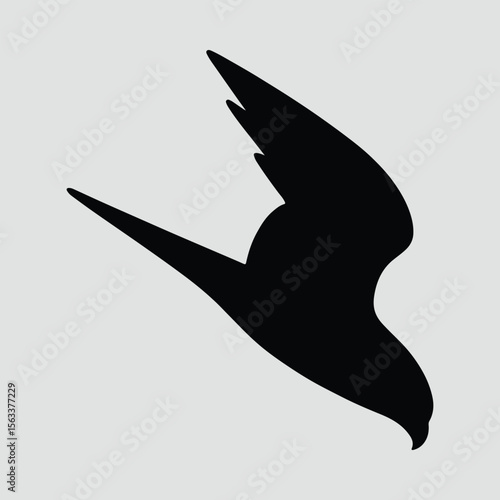 Silhouette falcon head swooping predatory bird simple vector illustration