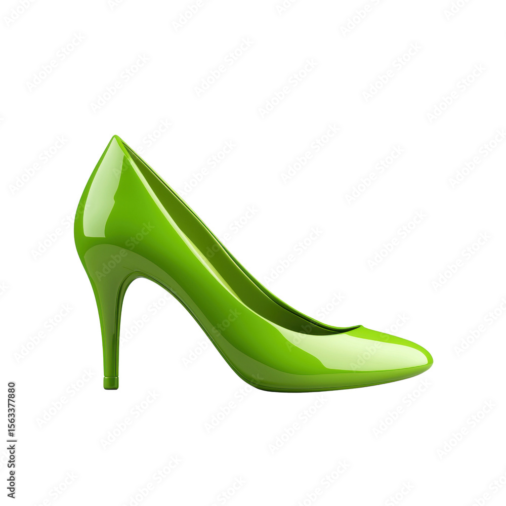 Obraz premium Stylish green high heel shoe with glossy finish