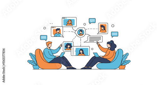 People Connect Virtually Through Online Video Calls and Digital Communication Platforms for Remote Collaboration
