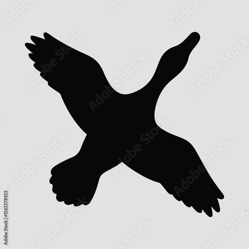 Silhouette flying goose isolated on white background vector illustration